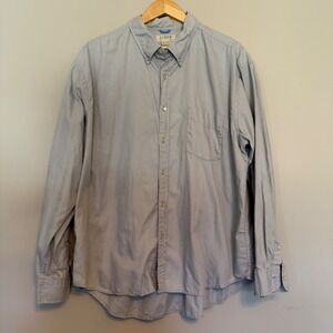 J.Crew Mens XXL Gingham Button Down Shirt Light Blue White Cotton Long Sleeve